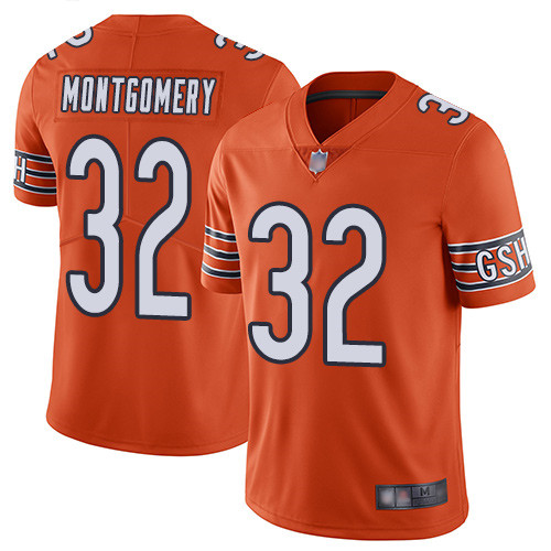 Men's Chicago Bears #32 David Montgomery Orange Vapor Untouchable Limited Stitched NFL Jersey